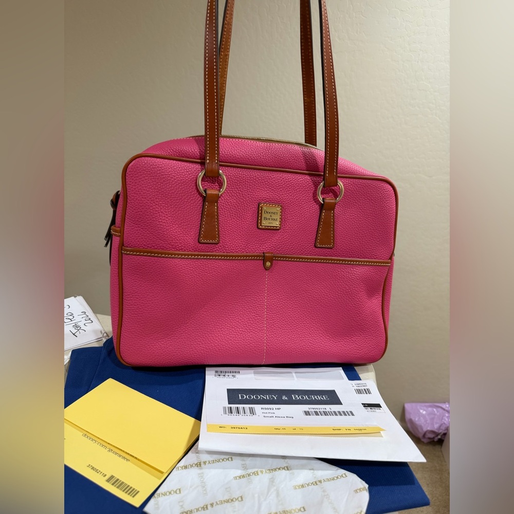 Dooney Bourke Hot Pink Pebble Grain Small Alexa Bag NWT